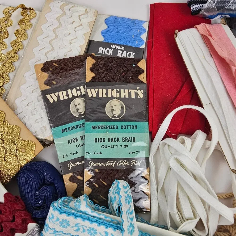 VTG lot ric rac bias tapes ribbons piping sewing trims costumes